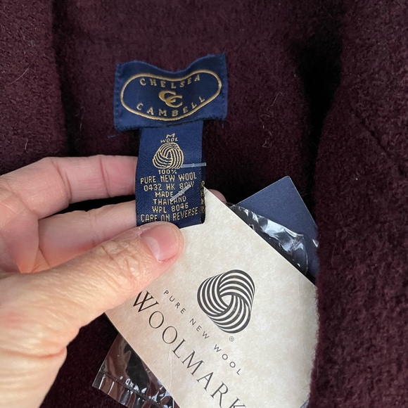 Burgundy Wool Blend Blazer Notched Lapels - Picture 4 of 7